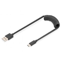 USB kabelis Digitus USB-A - USB-C, 2.0, PD 60W, 1m, melns