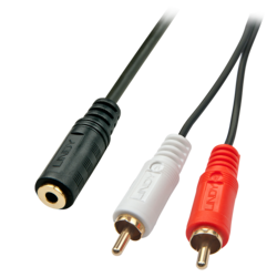 Audio adapteris Lindy 3.5mm - 2xRCA, 25cm, melns