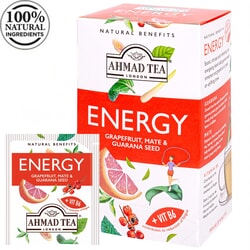 Zāļu tēja Ahmad, Energy, Grapefruit, Mate & Guarana Seed, 20 gab.